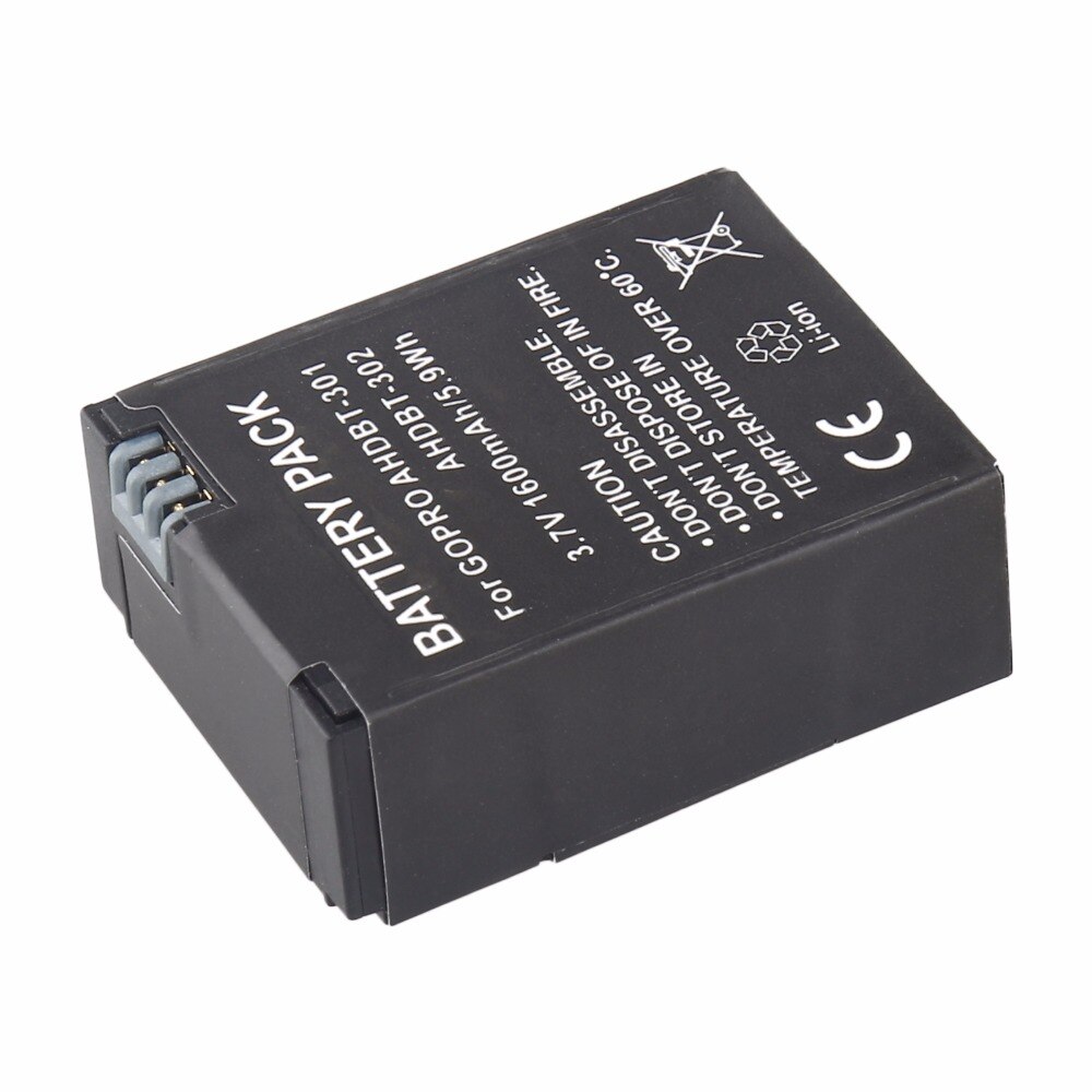 PROBTY 2x 1600mAh AHDBT-301 Battery + LCD Dual Charger + 2-Port USB Plug For GoPro Hero 3 Hero 3+ Camera Accessories
