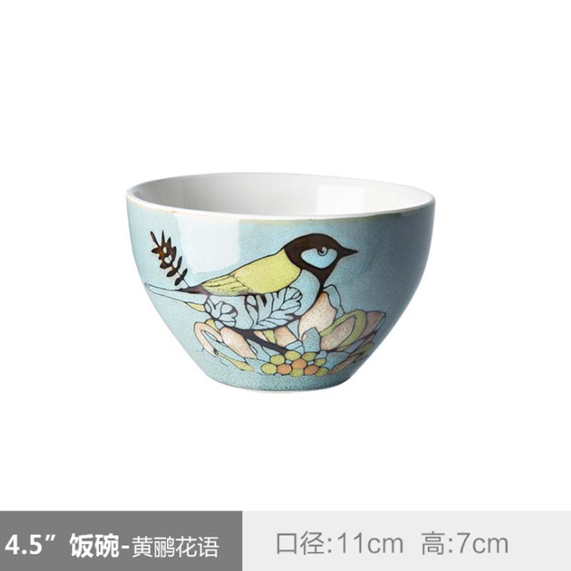 Japanse Keramische Kom Keramische Servies Keuken Soep Noodle Rijstkom 4.5 Inch Grote Ramen Kom Set Handgeschilderde Keramische kom: F