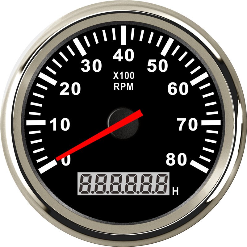 8000 rpm Drehzahlmesser Stiefel Auto Marine Tacho Meter mit LCD Betriebsstundenzähler Auto-Tachometer mit verrotten hintergrundbeleuchtung 12V Stiefel zubehör Marine: BS 8000 rpm