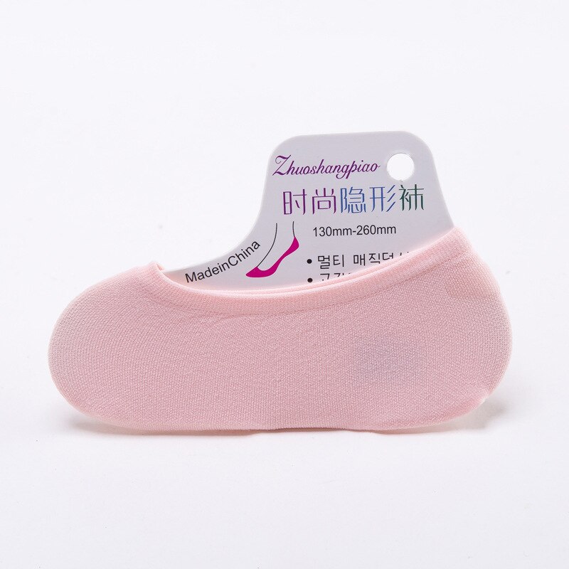 Sokketøfler kvinner fast usynlig silikon anti-skli sommer pustende tøyelig deodorant dame myk tynn enkel: Rosa 2