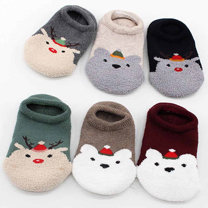 Autumn and Winter Thickening Kids Socks Cartoon Socks Baby Girls Socks Toddler Floor Socks Christmas Non-slip Baby Boys Socks