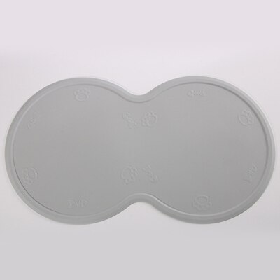 Silicone Waterproof Pet Feeding Mat Double Dog Bowls Dog Wear-resistant Pet Water Food Holder Cat Feed Bowl Mats: Gray