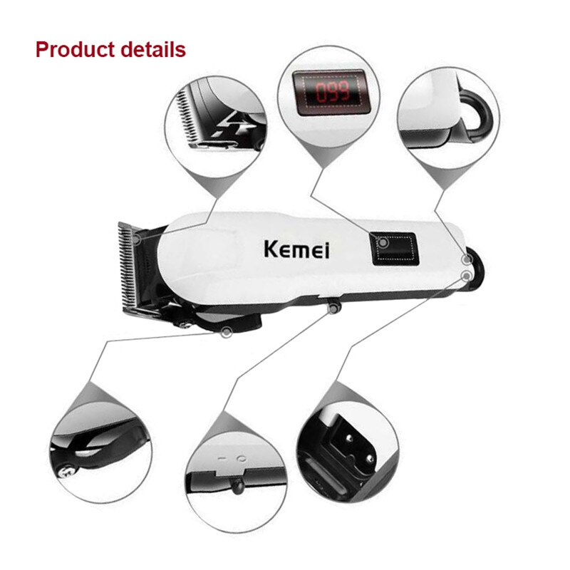 Kemei KM-809A Multi-function Hair Trimmer Rechargeable Sharp Hair Clipper Waterproof Washable Man Cordless Hair Clipper