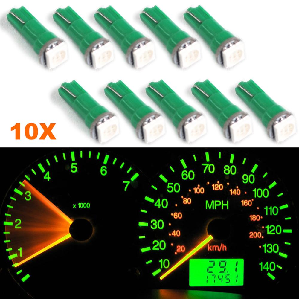 10pcs Car T5 73 37 17 58 Wedge Green 1-SMD Car LED Gauge Cluster Lights Speedometer Bulbs: Green