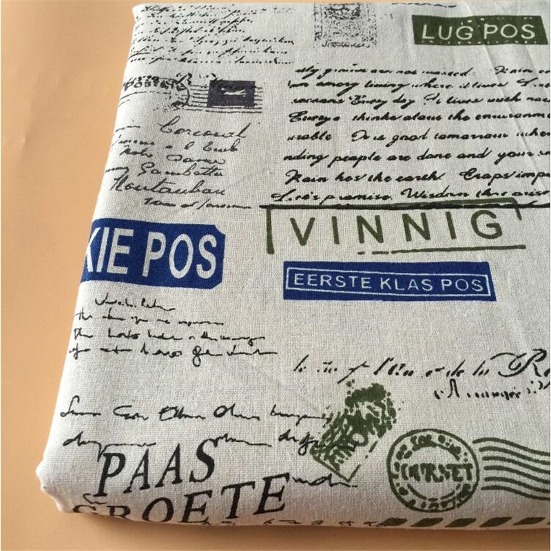 Linen Fabric For Patchwork Cotton Linen Sewing Fabric Newspaper Printed Canvas Cloth For DIY Quilting Home Textile Pillow Cover