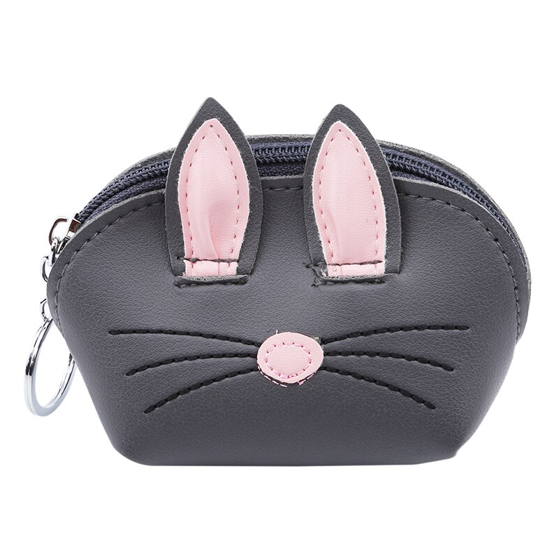 Cute Bunny Rabbit Coin Bag Key Bag Women Girls Cartoon Wallet Card Holder Long Wallet Purse: dark gray