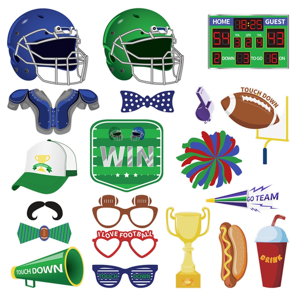 PRETYZOOM 20pcs Photo Booth Accessories Sports Football Party Decor Supplies: Default Title