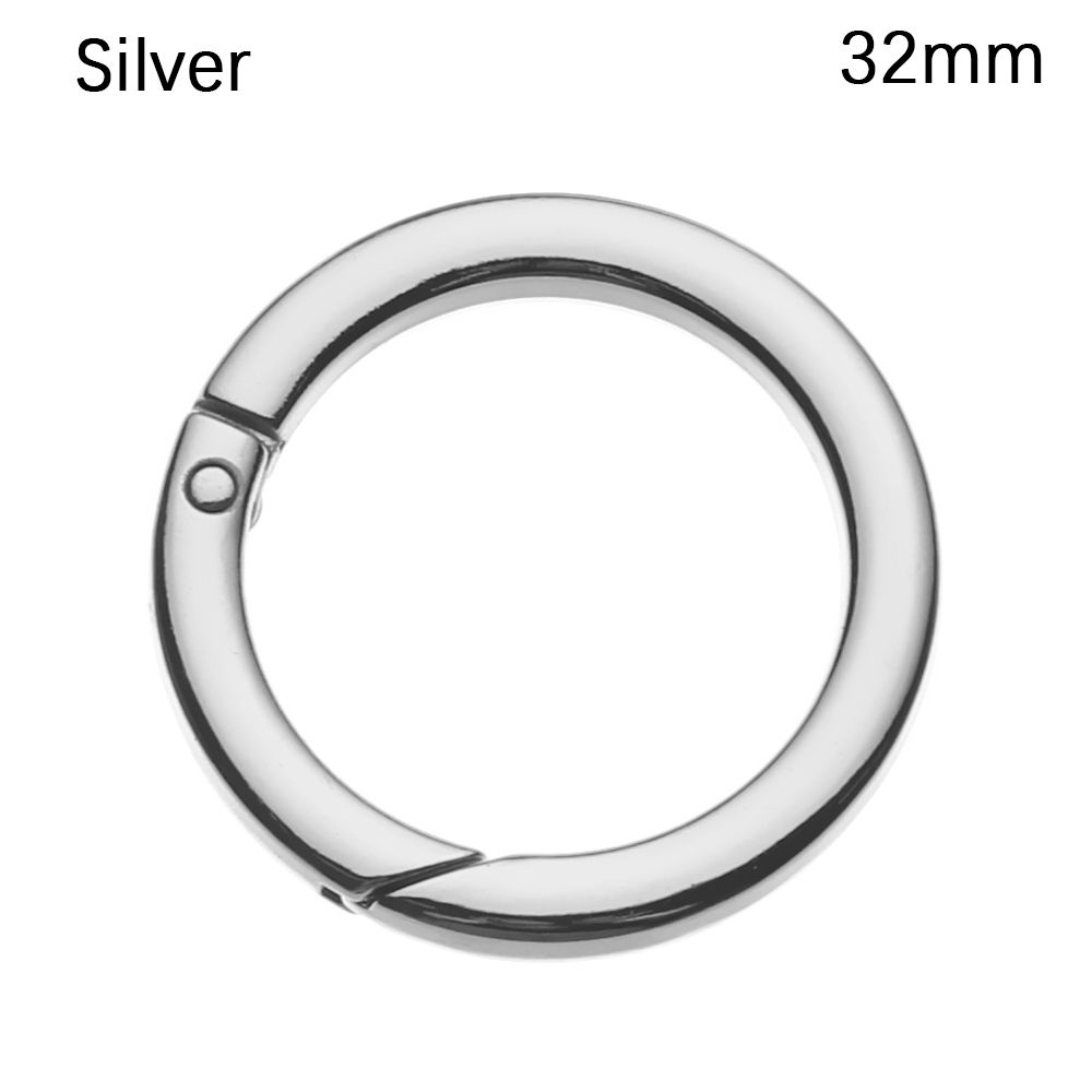 Black gold silver Round Push Trigger Snap Clasp Clip Carabiner Purses Handbags Bag Belt Buckle Spring O-Ring Buckles: Silver-32mm