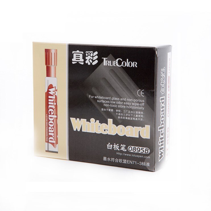 Truecolor 0895B erasable whiteboard pen safe non-toxic writing easy to wipe office supplies: 12pcs red