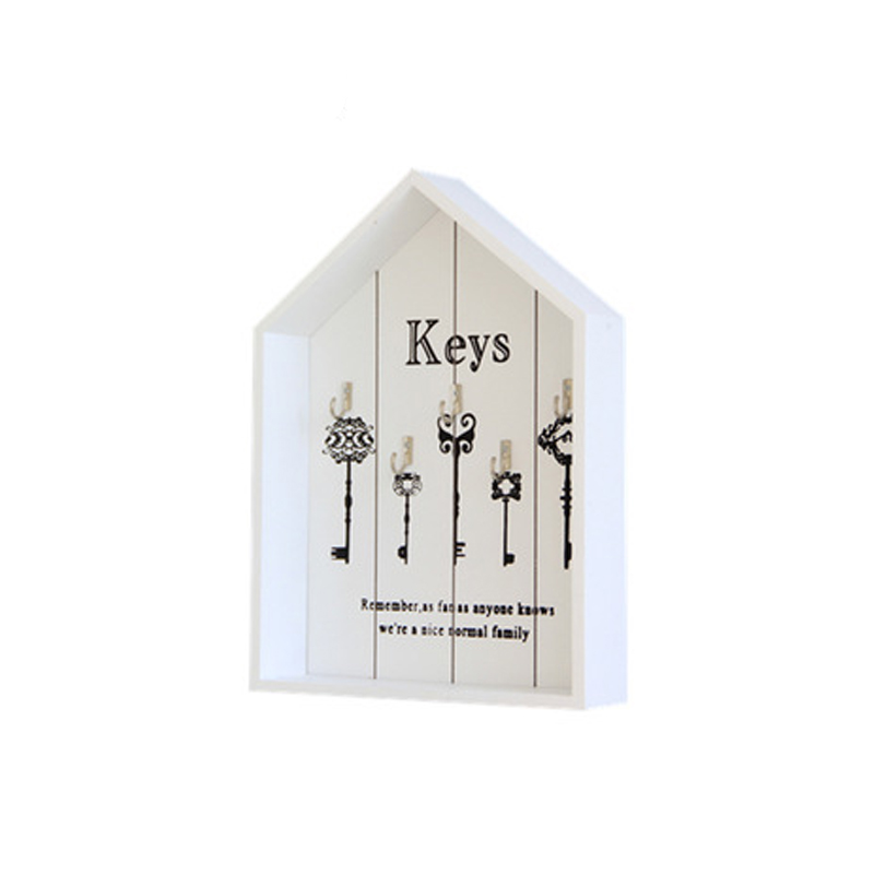 Wall-mount Handmade Wooden Key Hook Home Wall Decoration Multi-purpose Wall Hanging Hook for Keys Ring Storage Holder Key Hanger: White