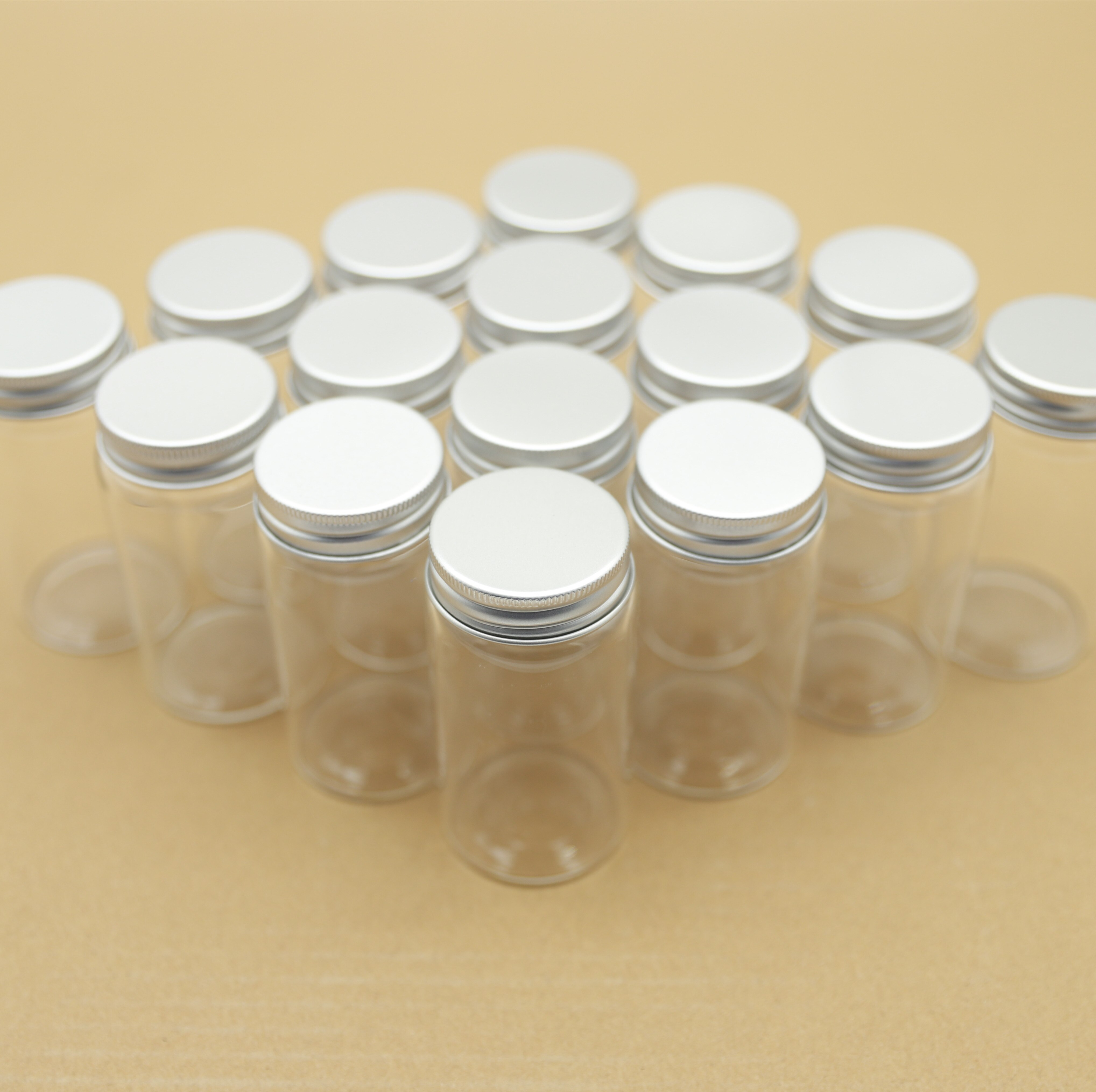 6 Pieces 47*90mm 120ml Small Glass Bottle Test Tube Silver Screw Cap Glass Jars Transparent Empty Bottles