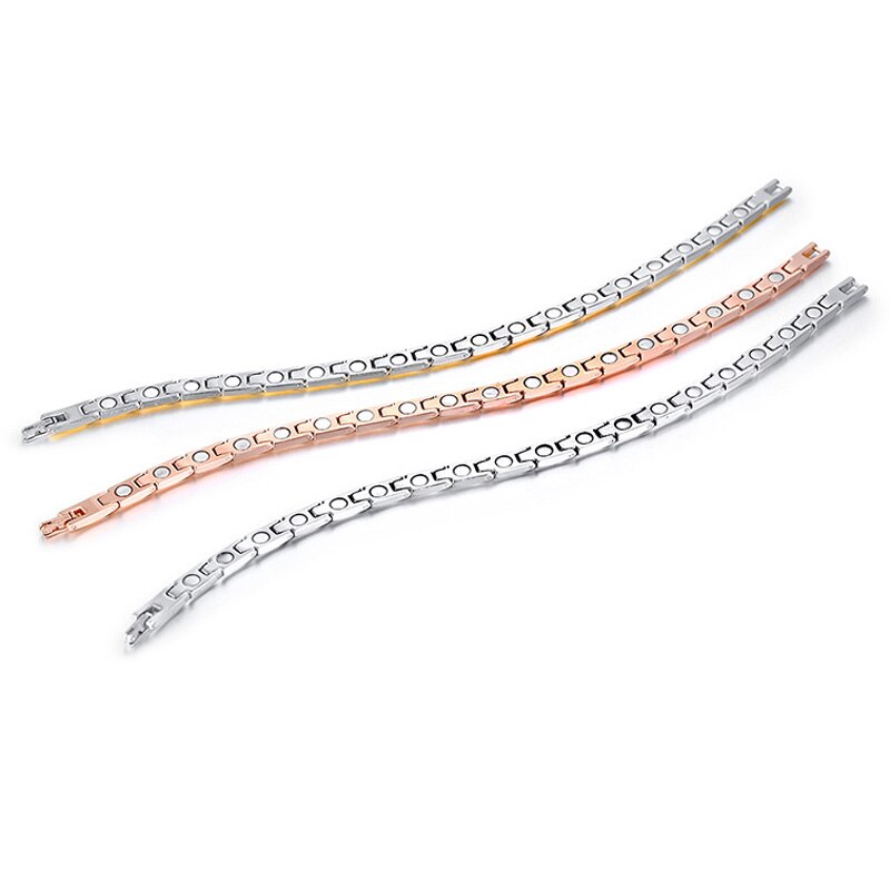 Trendy Women's 6mm Healthy Energy Bracelet Chain Link Stainless Steel Magnet Bracelets Jewelry