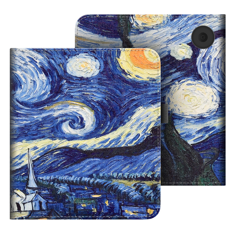 Voor KOBO Weegschaal Kleur/Libra 2/Libra H2O Case met Draagriem Stand Card Slot 7 inch Lederen Cover Ebook N428 N418 N873 Funda: Dertien / GRIJS
