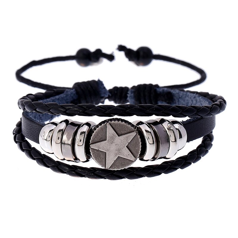 Star Aankomst Toevallige Bruine Multilayer Touw Handnade Geweven Weave Vrouwen Lederen Mannen Armbanden Man Vrouw Retro Sieraden