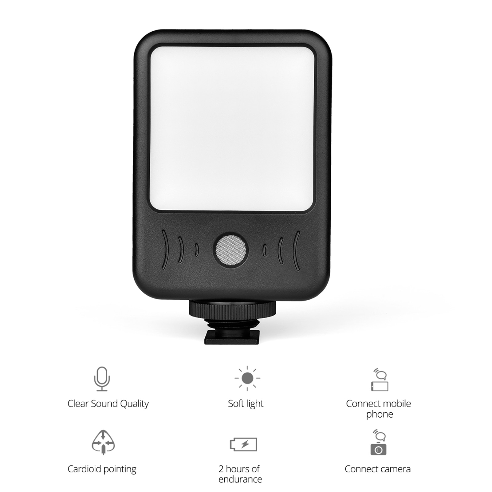 Andoer LED02 2-in-1 Mini LED Video Light Microphone Recording Mic 6500K Fill Light for Vlog Film Live Interview Photography