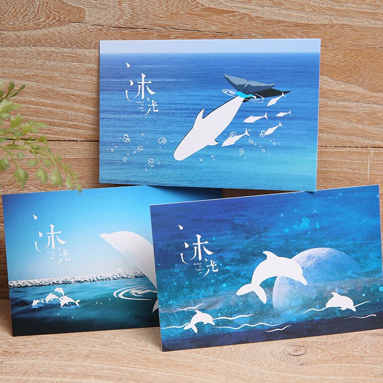 20 Pcs/lot Starry Night Scratch Postcard Cute Dolphin Hidden Message Card Merry Christmas Postcard Card Love Card