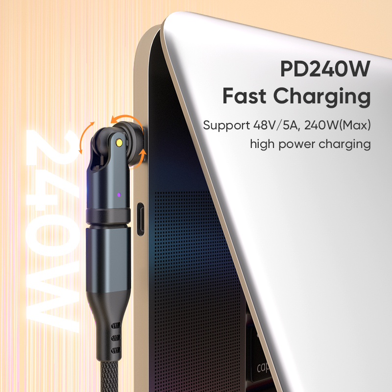 AUFU PD240W OTG Adapter USB C na typ C 540 Obrót typu C Konwerter męski na żeński dla Macbook Xiaomi Samsung Złącze OTG