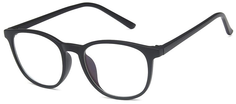 TR90 Ultra Light Round spectacle frame Women's Transparent Clear Lens Female Girl Myopia Nerd Glasses Without Diopters: matte black
