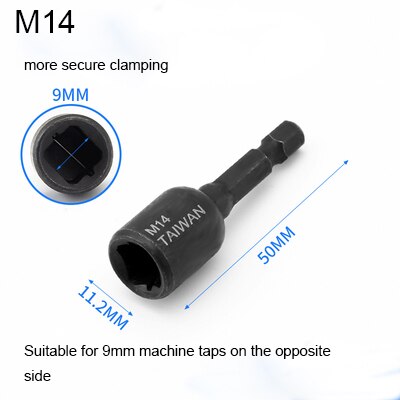 M4-M16 Tap Die Socket Adapter 1/4'' Hex Shank Square Driver Thread Tap Adapter Screw Tapping Chuck for Machine Tap Power Drill: M14