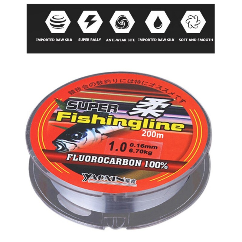200 m fiskeline super stærk 100%  transparent nylon uden multifilament line fluorocarbon fiskegrej