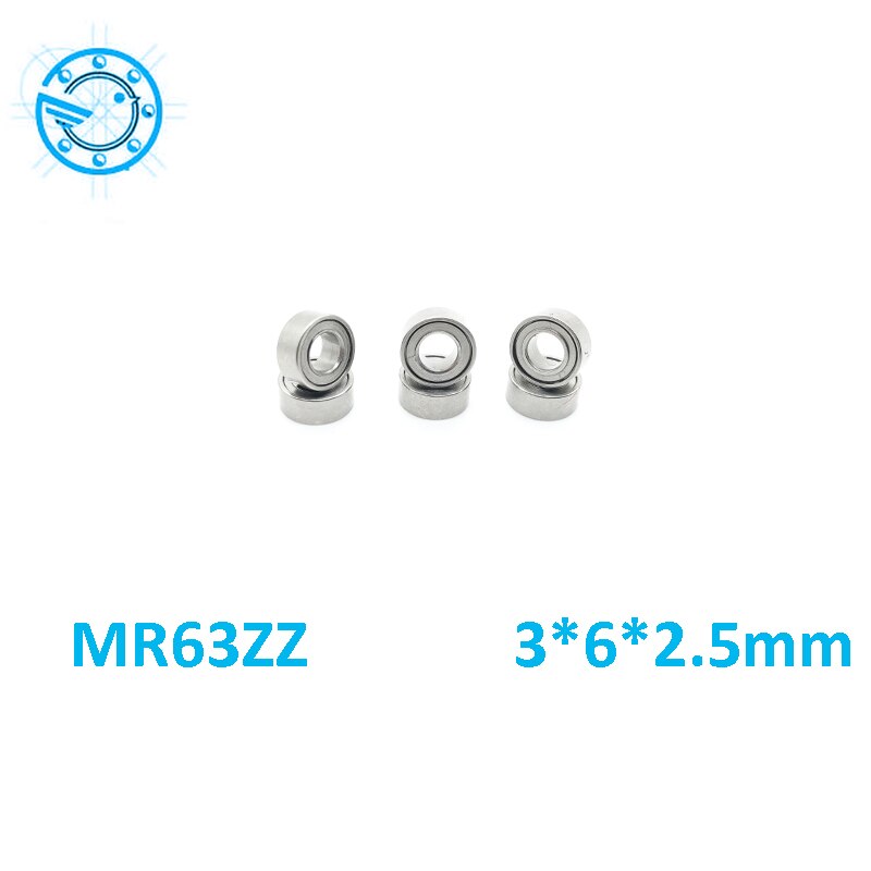 10 stks/partij MR63ZZ Miniatuur Kogellagers 3*6*2.5mm Kleine Dubbele Afgeschermde Miniatuur Metal Staal Lager Mini staal Rollager