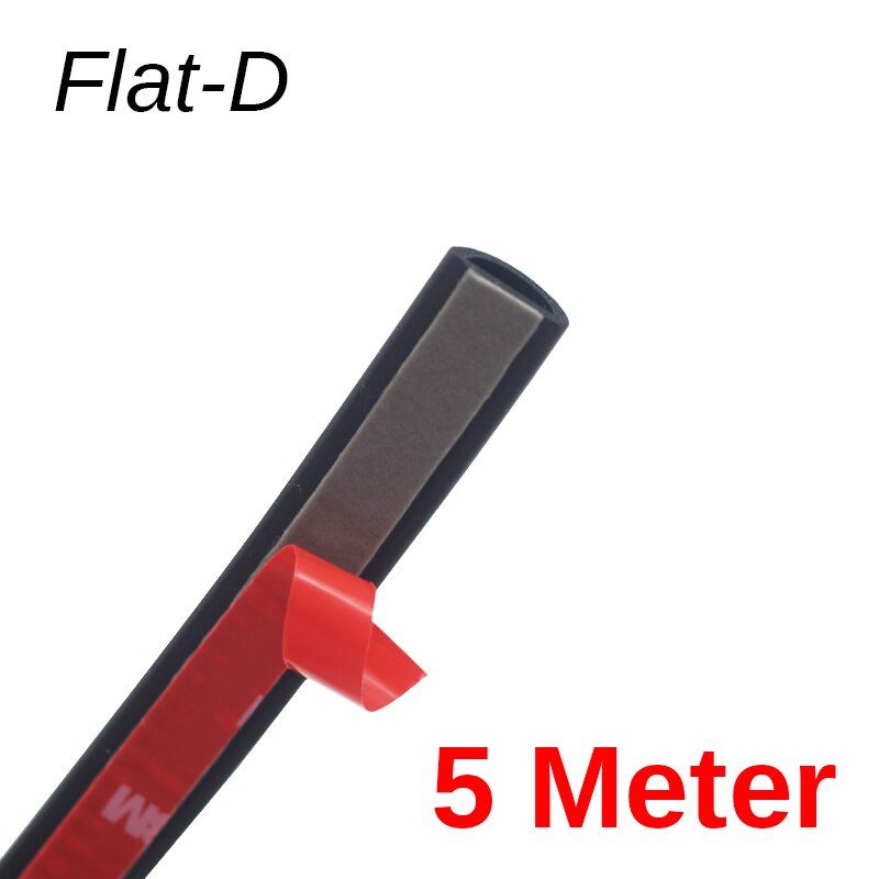 Cawanerl Flat-D Car Trunk Seal Strip Weatherstrip Sound Insulation Anti Dust Automotive Rubber Sealing Strip Edging Trim: 5 Meter