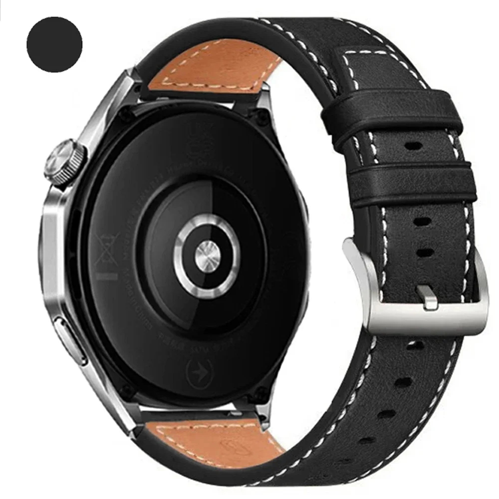 20 mm 22 mm lederen horlogeband voor TicWatch Pro 3 Ultra E3 E2 S2 Pro X GTW smartwatch band armband dames heren horloges Correa: Black Yellow / 12mm