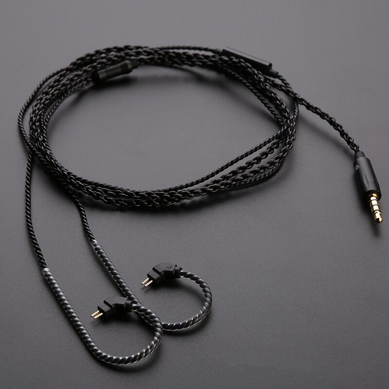 Cabo de fone de ouvido mmcx banhado a prata, 3.5mm para 2pin 0.75mm 0.78mm, com microfone/sem microfone, cabo destacável