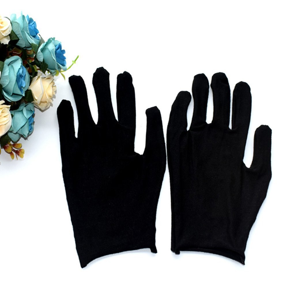 Noir 6 paires gants Inspection coton travail gants haute Stretch gants mince épais résistant aux taches de