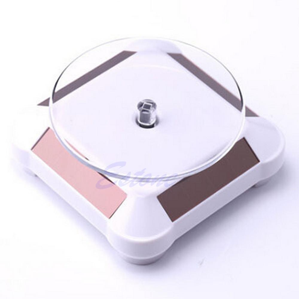 Solar Showcase 360 Rotating Turntable Jewelry Watch Ring Phone Display Stand: White