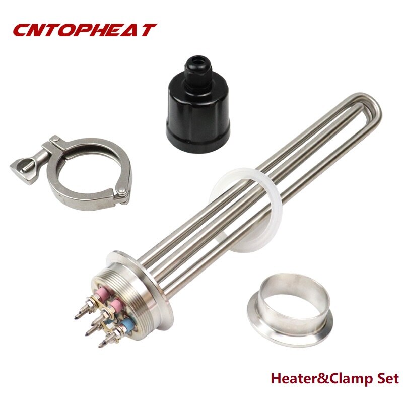 2"Tri Clover (OD64) 220V/380V 3KW Stainless Steel Electric Immersion Water Heater Element: Heater Clamp Set