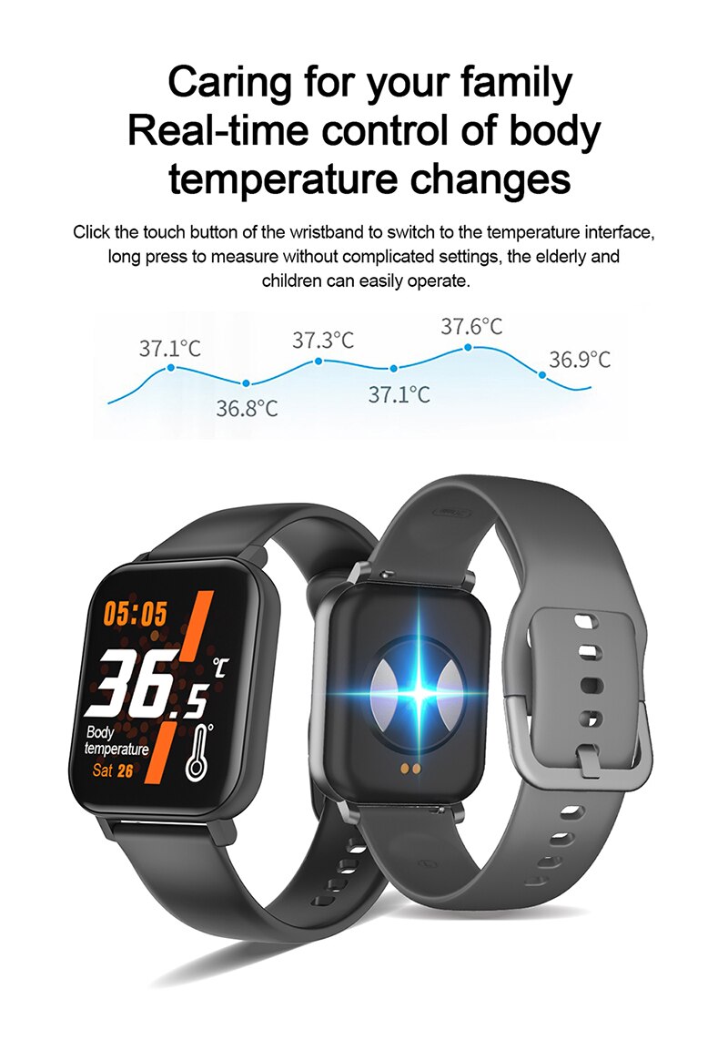 F25 Smart Horloge Temperatur Hartslagmeter Touch Screen Fitness Tracker Voor Vrouwen Mannen Sport Smartwatch Voor Ios Android