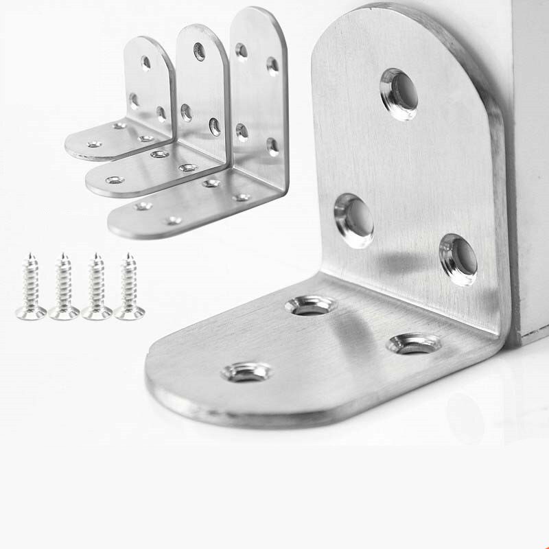 10pcs Corner Brackets L-shaped Angle Stainless Steel Bracket Thickness Furniture Repair Corner Code Perforated Shaft Bracket