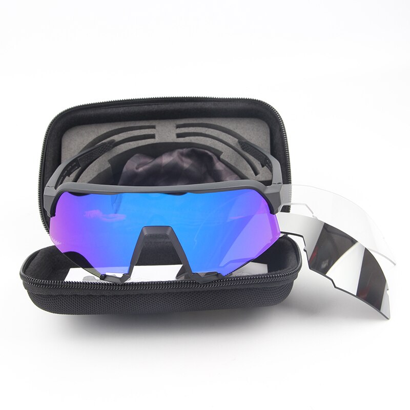 S3 Cycling sunglasses peter sagan Sports Bike Cycling Goggles Sunglasses UV400 Eyewear 3Lens bike accessories: S3black blue