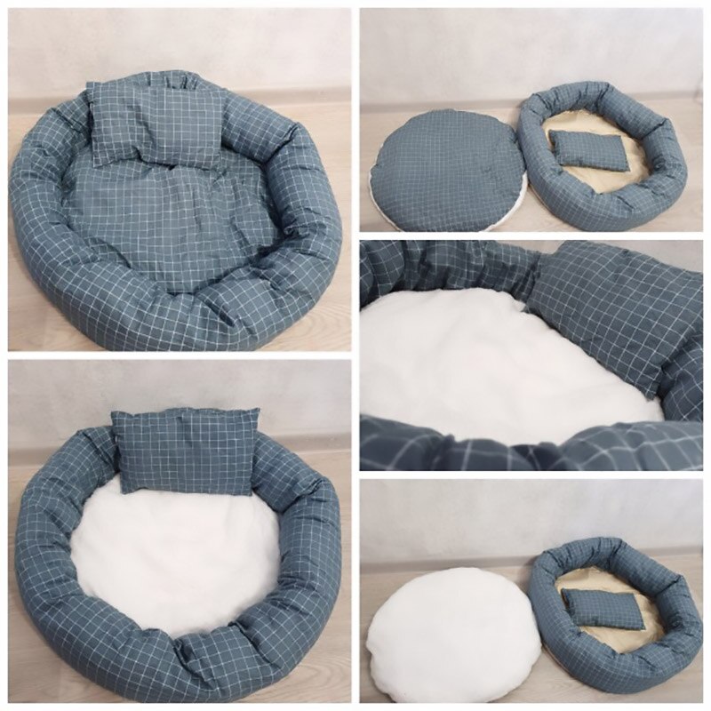 BBmf Winter Warm Cat Bed House Pet Cat Lounger Sofa Egg Tart Shaped House PP Cotton Cat Bed Soft Plush Cat Mats Big Basket