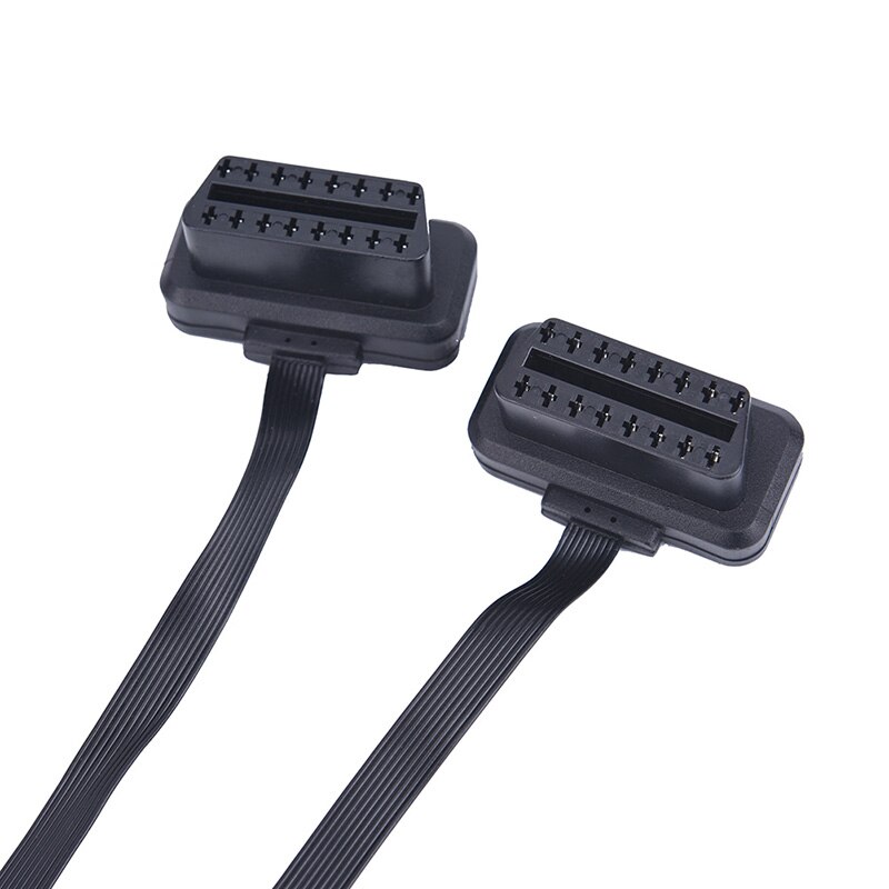 1pcs 16Pin OBD2 Male To Double Female Splitter Flat Thin Y Connector Extension Cable Suit for OBD II port