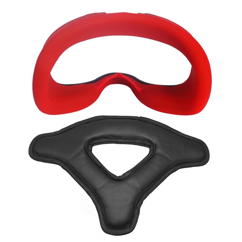 1Set Soft Silicone Face Mask Cover with Headset Foam Protection Pad for Oculus Quest VR Glasses Headset Accessories: Red