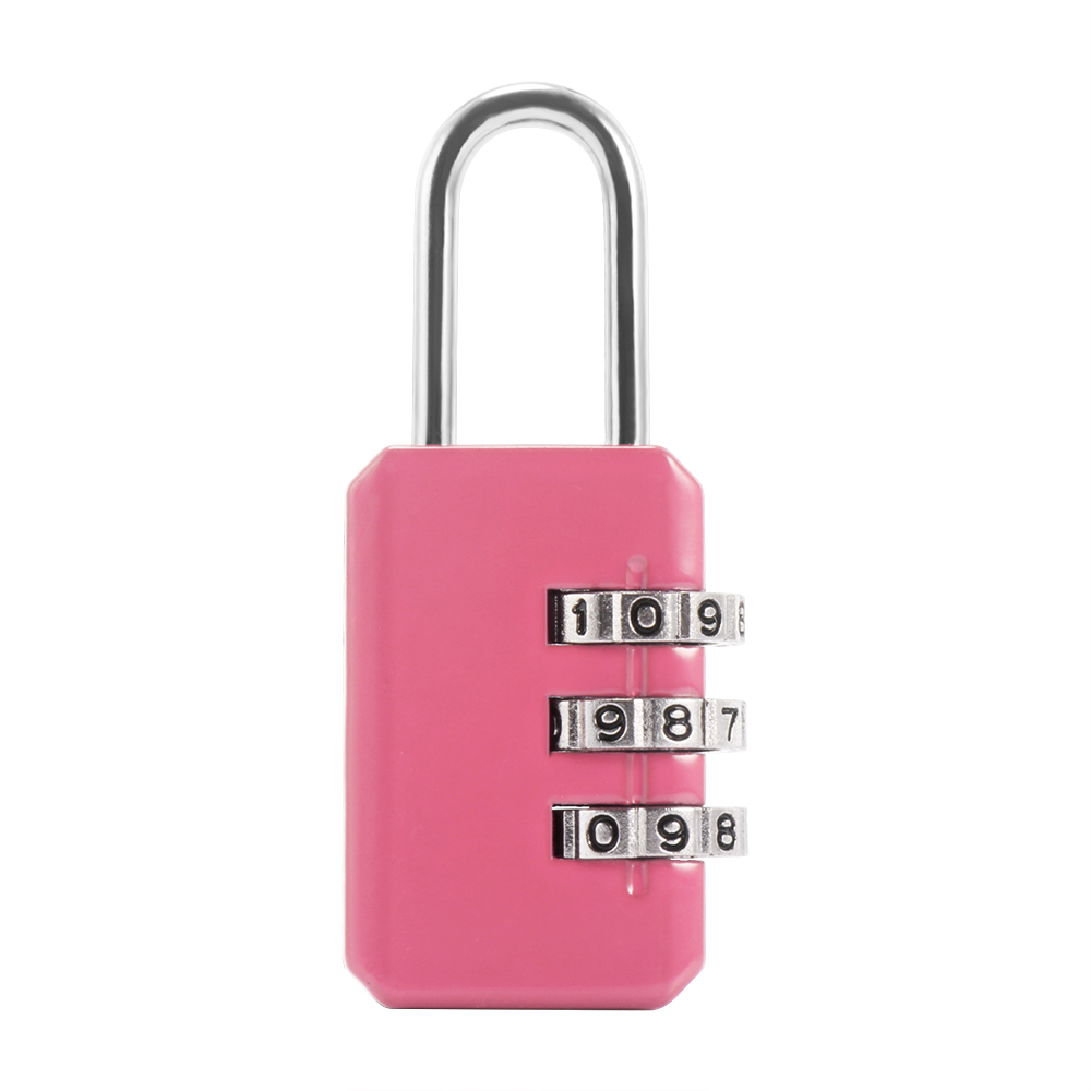 3- cifret nummer kombination kombination adgangskodelås rejsesikkerhed beskytte skab rejse lås til bagage / taske / rygsæk / skuffe: Lyserød