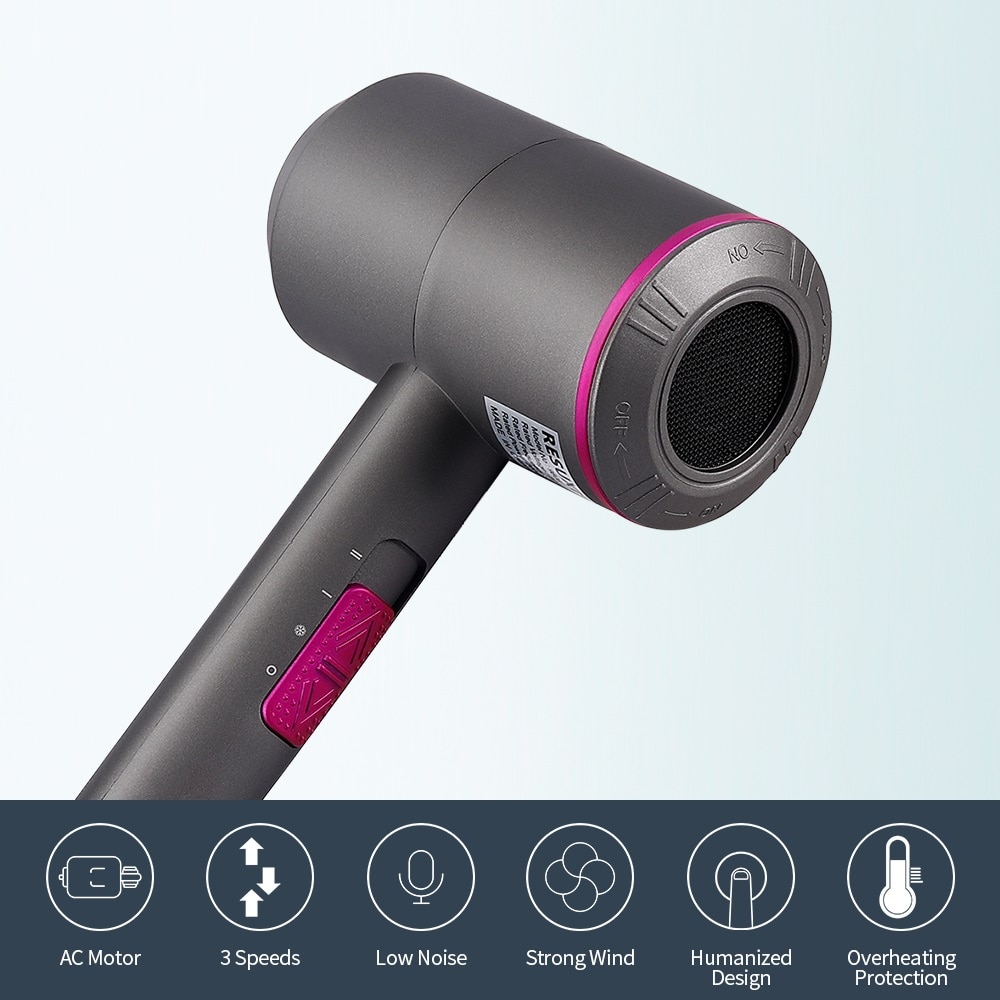 2000W Strong Wind Power Electric Hair Dryer &Cold Wind Negative Ionic With 3 Type Air Collecting Nozzles Dryer