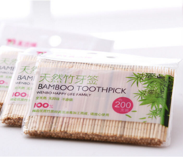 200 Stks/zak Bamboe natuurlijke milieuvriendelijke Tandenstokers Orale Houten Tooth Pick Care AU352