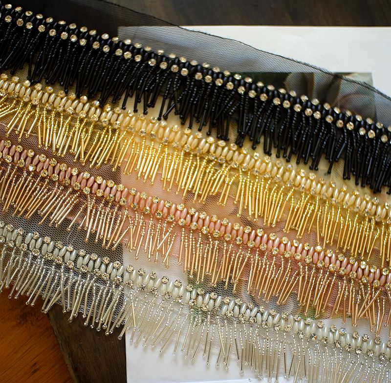 Tube en gaze maille de luxe à franges 5cm | tube de perles avec dentelle, perles, accessoires de bandeau pour vêtements décoratifs faits à la main, bricolage