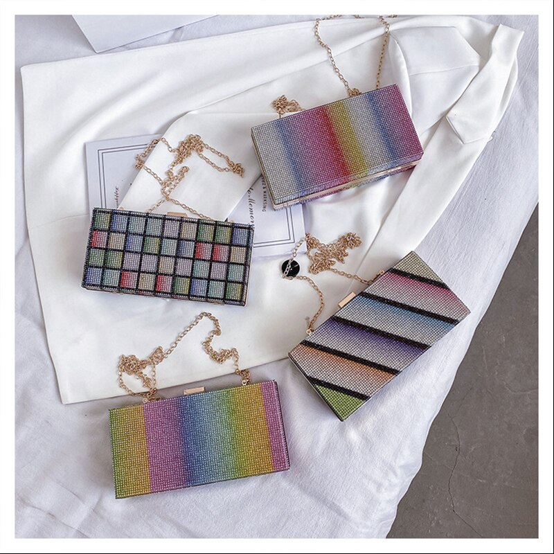 Pvc bolsas e bolsas para as mulheres 2021 designer de luxo alta qualidade sacos meninas do sexo feminino compradores cor arco-íris strass carteiras