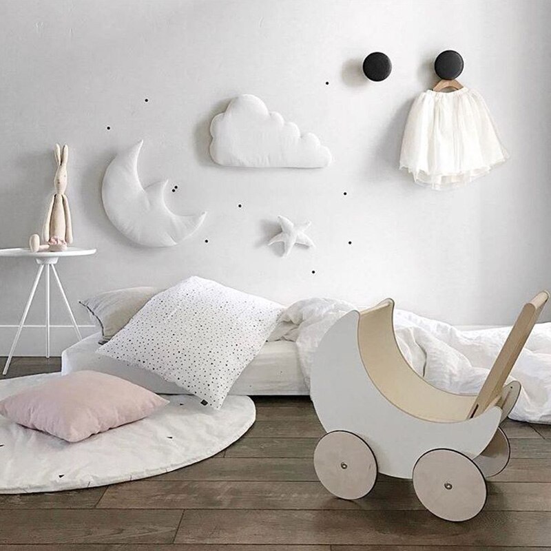 Ins nordic style 3d moon cloud star wall stickers børneværelse dekoration børn leger telt hængende ornament foto rekvisitter 3 stk / sæt