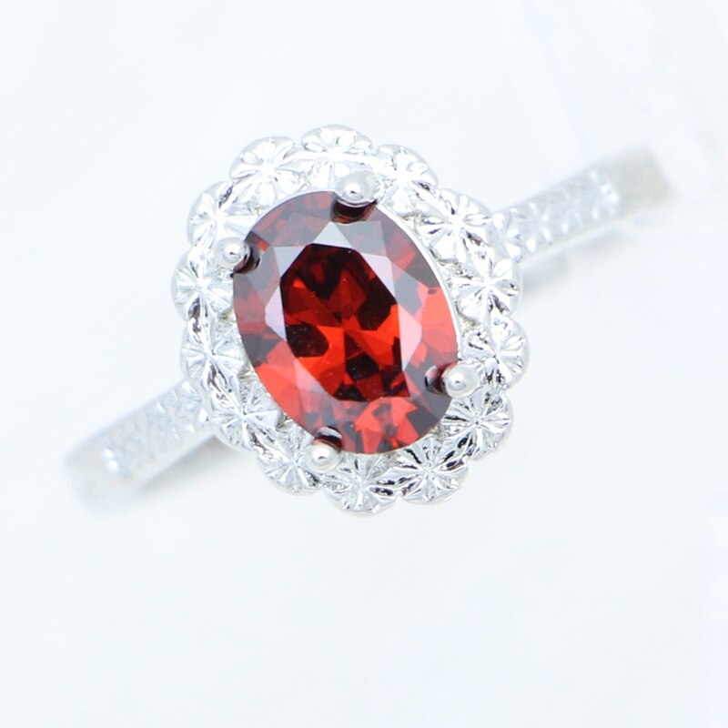 Anillo granate, pendientes, colgante, collar, joyería dulce, conjunto de joyas de plata de ley 925 para mujer, caja de gratis