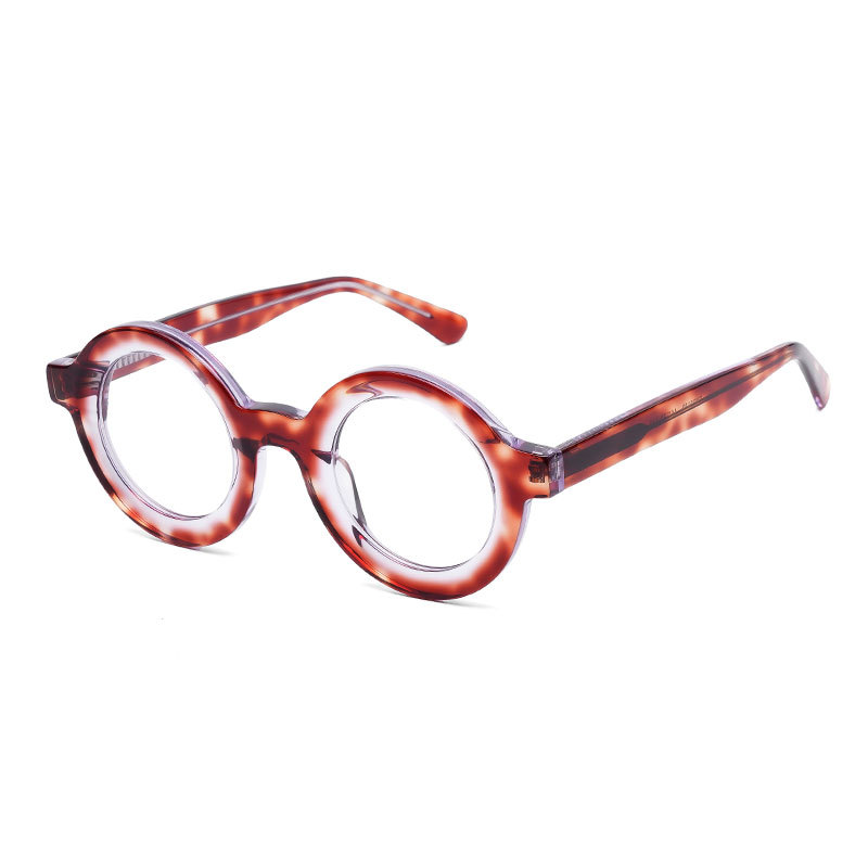 Acétate hommes Vintage rond lunettes optiques cadre lunettes optiques de luxe japonais à la main lunettes hommes: Orange