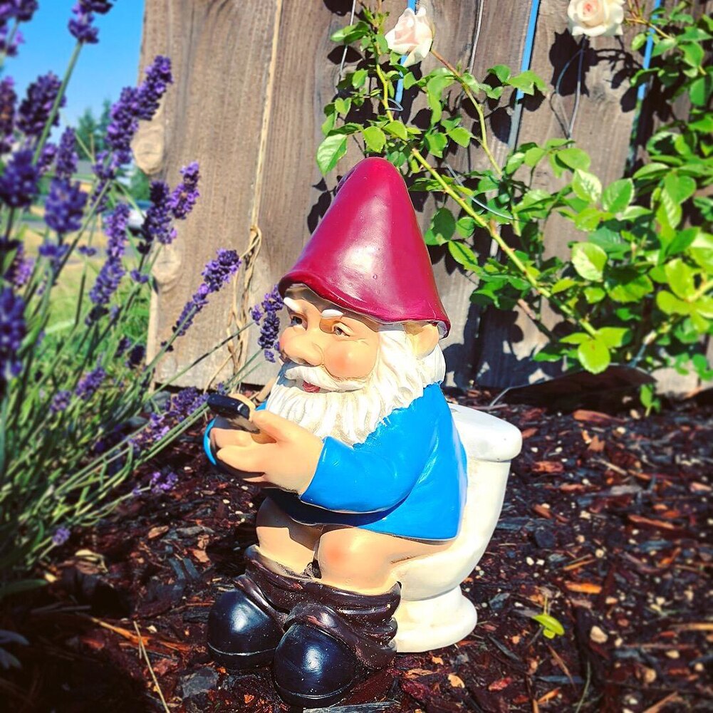 3D Dwerg Wc Spelen Telefoon Standbeeld Tuin Gnomes Mini Hars Pop Standbeeld Ambachten Outdoor Elf Miniatuur Tuin Dwerg Decoratie