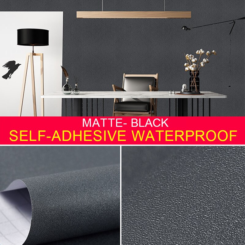 PVC Zement textur industrielle grau tapete selbst-kleber rosa Zauberstab rolle schlafzimmer Zauberstab aufkleber schränke Möbel renovierung: Schwarz / 60cm x 10m