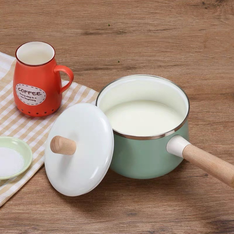 Porselein Geëmailleerde Melk Pot Kookpot Nordic Non-stick Soeppan Met Deksel Inductie Fornuis Gasfornuis Toepasselijk Kookgerei