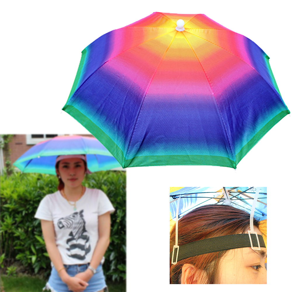Foldable Outdoor Umbrella Hat 55cm Fishing Hiking Golf Headwear Sun Umbrella Cap Hands Free Protable Fishing Cap For Women Men