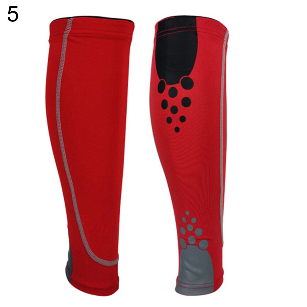 1Pc Unisex Sport elastyczna kompresja antypoślizgowe łydki stabilizator na kolano wsparcie rękawem pomaga szyny rękawy Footless skarpety uciskowe: Czerwony / L